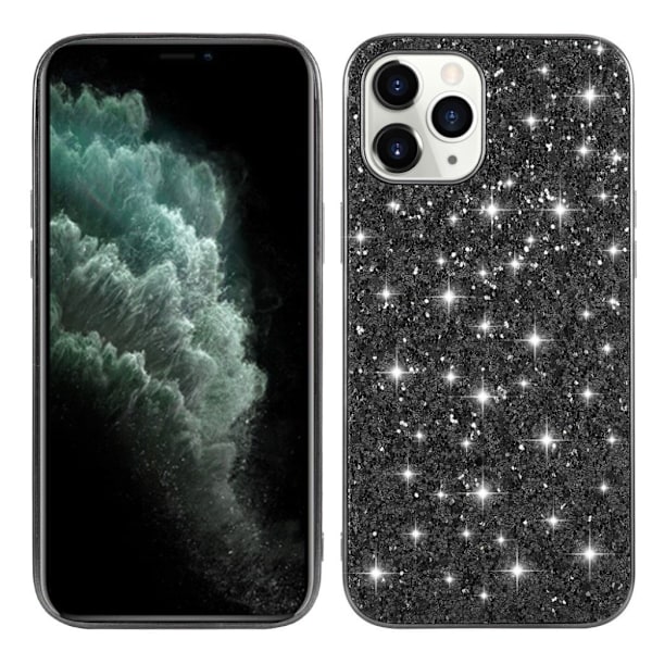 Glitter iPhone 12 Pro Max kotelot - Musta Black
