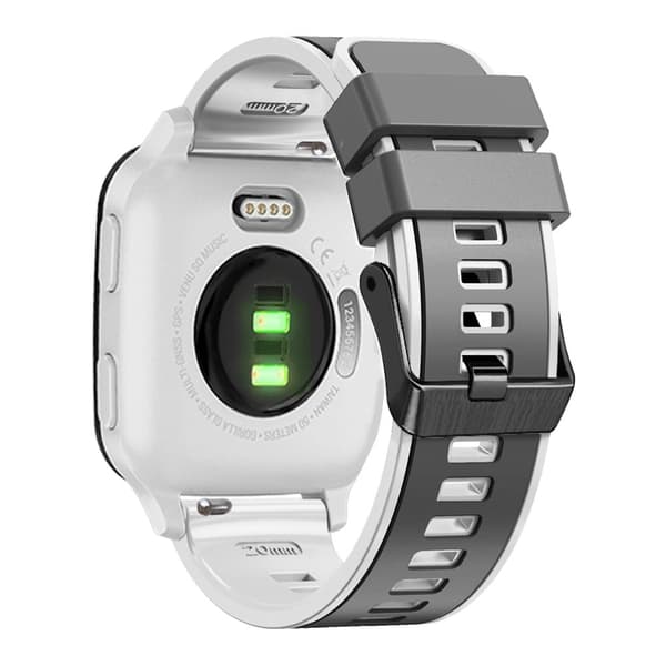 20mm Universal kaksivärinen silikonihihna - Harmaa / Valkoinen Silver grey