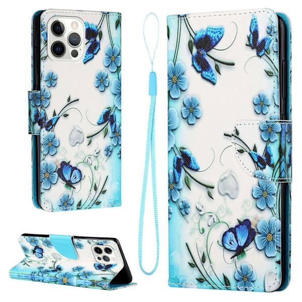 Wonderland iPhone 13 Pro Max Flippetui - Magic Sommerfugler Multicolor