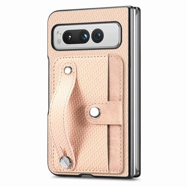 Google Pixel Fold hiilikuituinen nahkasuojus - Khaki Brown
