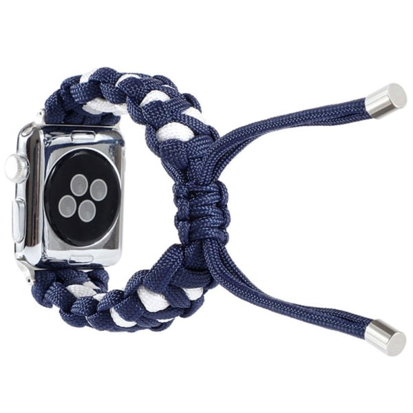 Apple Watch (41mm) unique nylon watch strap - Dark Blue / White Blå