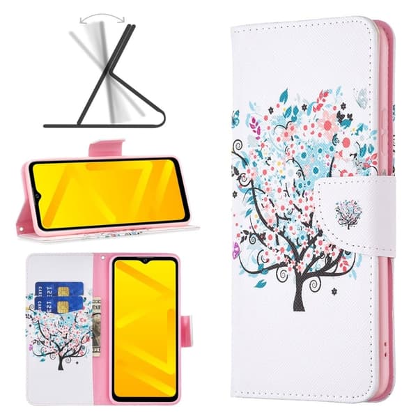 Wonderland ZTE Blade A51 flip-etui - Blomstertre Pink