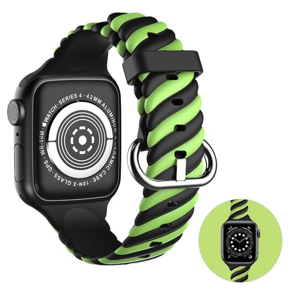 Apple Watch 40mm unik farve twist silikone urrem - Grøn / Sort Green