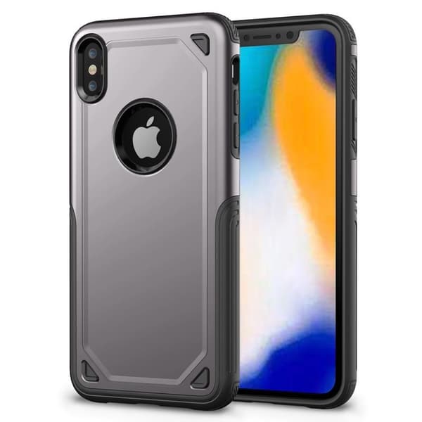 iPhone 9 Hybriidi Kova Ja Pehmeä Muovinen Takasuoja Kuori - Harmaa Silver grey