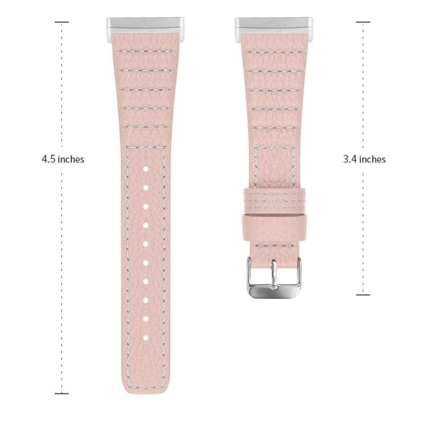 Fitbit Sense / Versa 3 kierre aito nahkainen kellonauha - Pinkki Pink