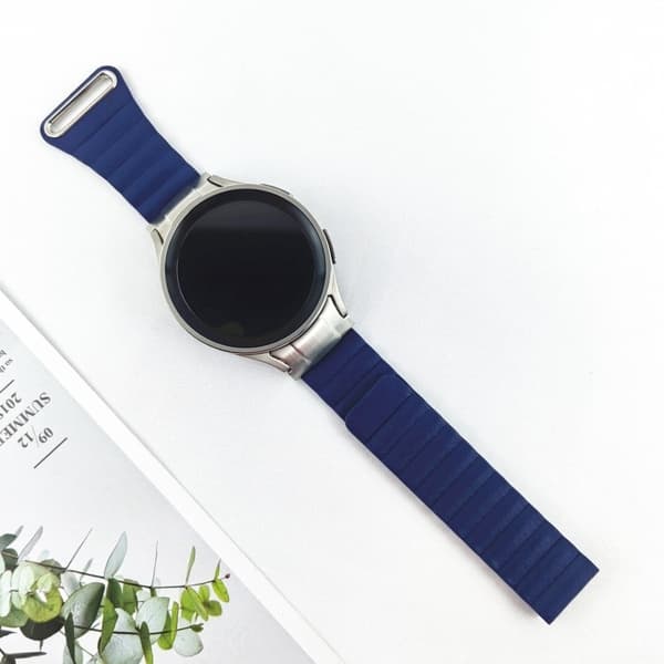 Samsung Galaxy Watch 5 / 4 ægte læderrem - Midnatsblå Blue