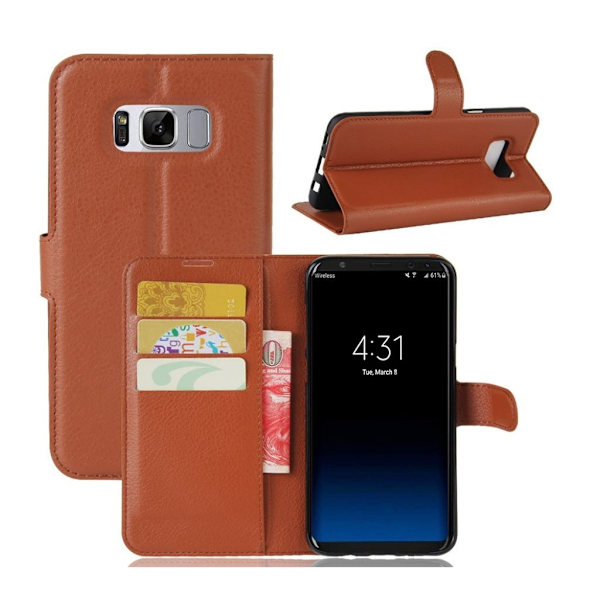 Samsung Galaxy S8+ lychee textur läderfodral - Brun Brun
