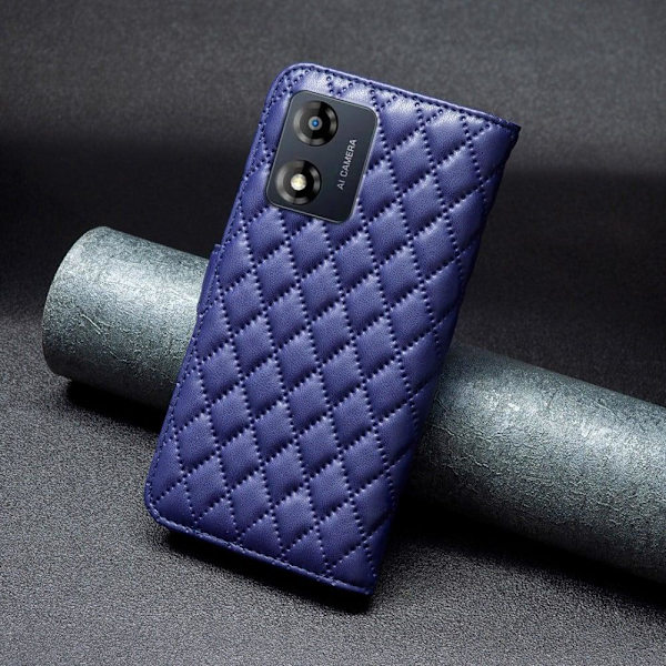 Rhombus mat Motorola Moto E13 flip etui - Blå Blue