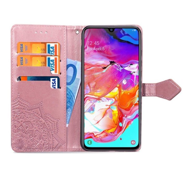 Mandala läder Samsung Galaxy A70 fodral - Rosa Rosa