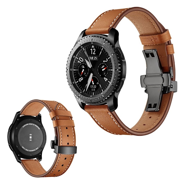 Samsung Gear S3 / S3 Frontier klockarmband i äkta läder - Svart / Brun Brun