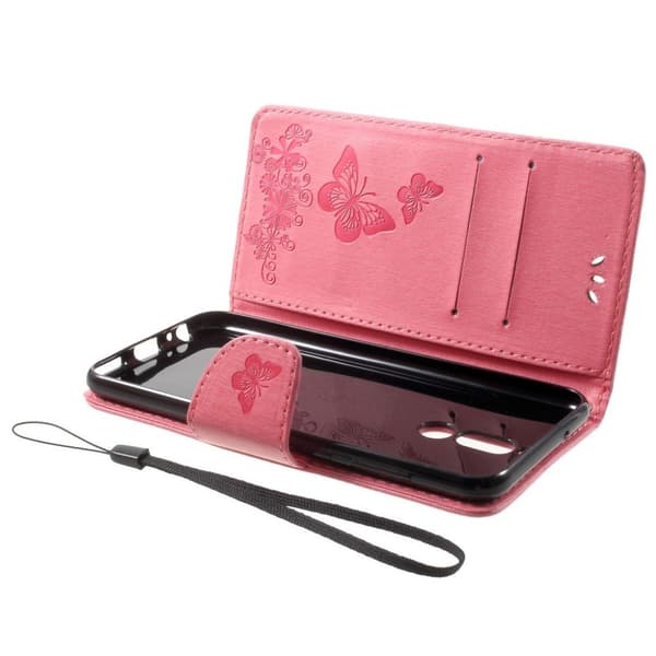 Huawei Mate 10 Lite etui laget av kunstlær og silikon - Lys rosa Pink
