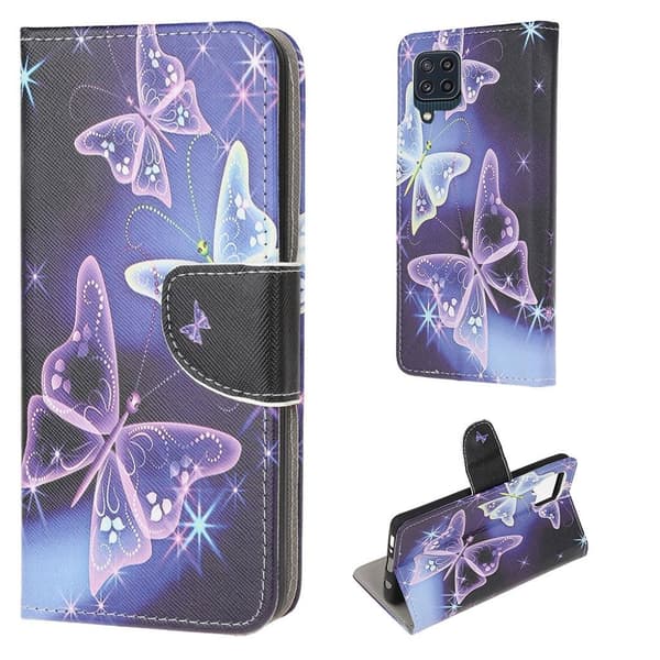 Wonderland Samsung Galaxy M32 flip etui - Glitrende Sommerfugl Purple