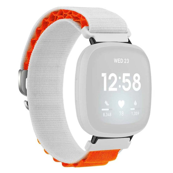 Fitbit Versa 4 / Versa 3 / Sense 2 / Sense Klockarmband Nylon Justerbart handledsband - Vit + Orange Orange
