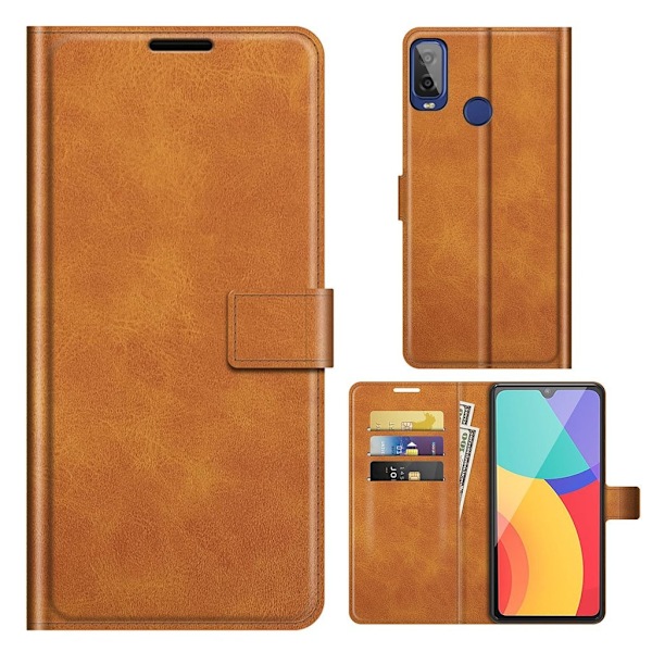 Hållbart konstläder Alcatel 1L (2021) fodral med plånbok - Orange Orange