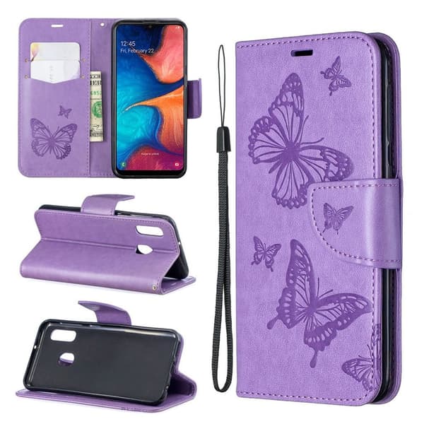 Butterfly Samsung Galaxy A20e etui - Lilla Purple