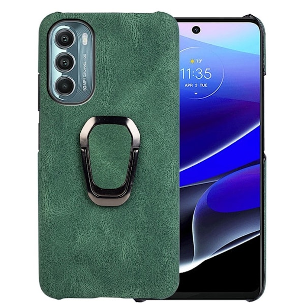 Stötsäkert läderfodral med oval kickstand för Motorola Moto G Stylus 5G (2022) - Grön Grön