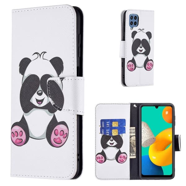 Wonderland Samsung Galaxy M32 Läppäkotelo - Panda Multicolor