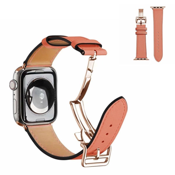 äkta läder rosa guld spänne klockarmband för Apple Watch Series Brun