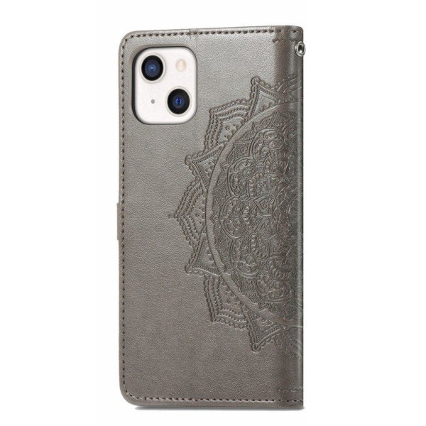 Mandala iPhone 13 Mini Läppäkotelo - Harmaa Silver grey