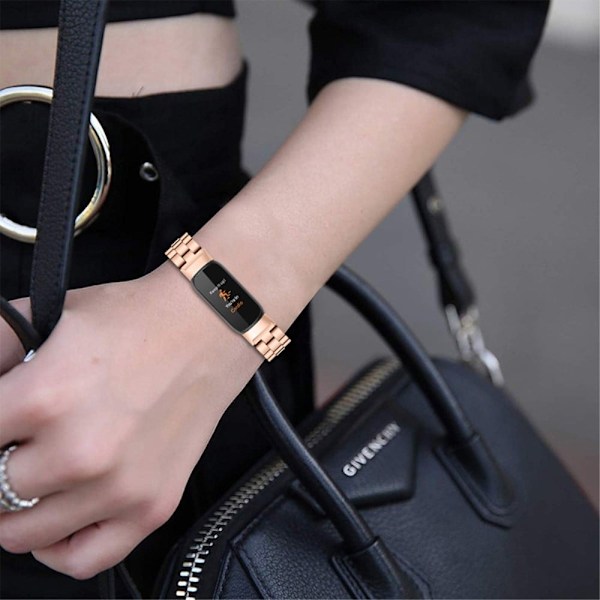 Fitbit Luxe klockarmband i rostfritt stål med tre pärlor - Roséguld Rosa