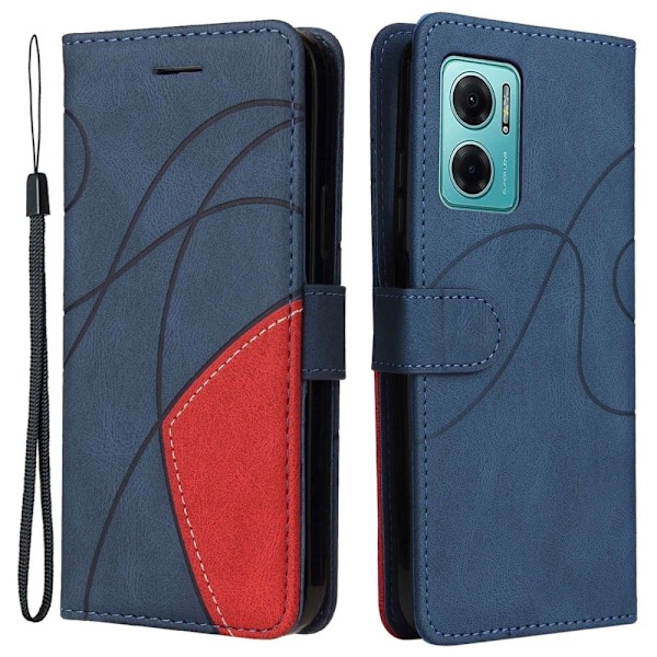 Texturerat läder Xiaomi Redmi Note 11E / Xiaomi Redmi Note 10 5G / Xiaomi Redmi 10 Prime Plus 5G fodral med handledsband - Blå Blå