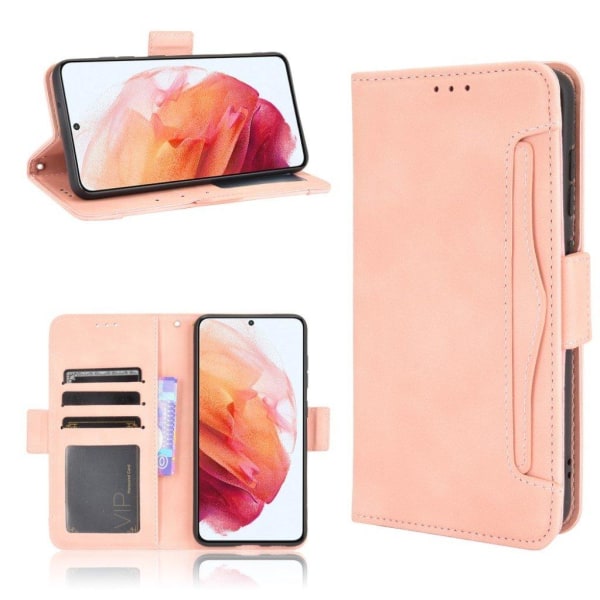 Modern-styled Læder Pung Etui til Samsung Galaxy S21 FE - Lyserød Pink