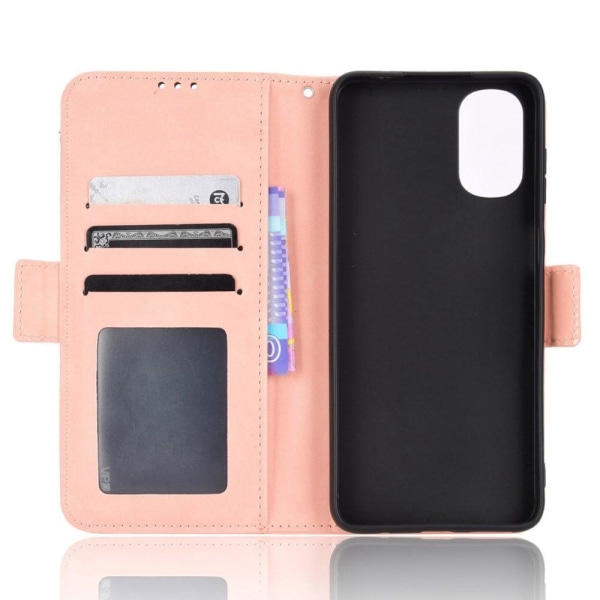 Modern-styled leather wallet case for Motorola Moto G22 - Pink Pink