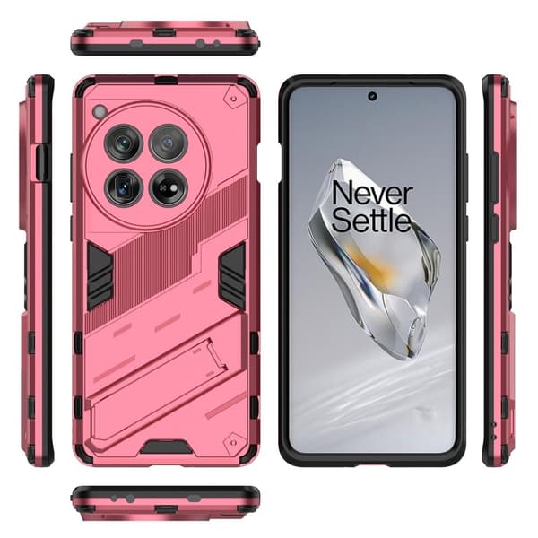 Støtsikkert hybriddeksel med et moderne preg for OnePlus 12 - Rose Pink