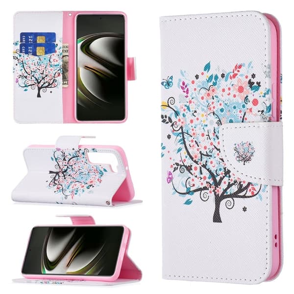 Wonderland Samsung Galaxy S22 Flip Etui - Blomst Træ Multicolor