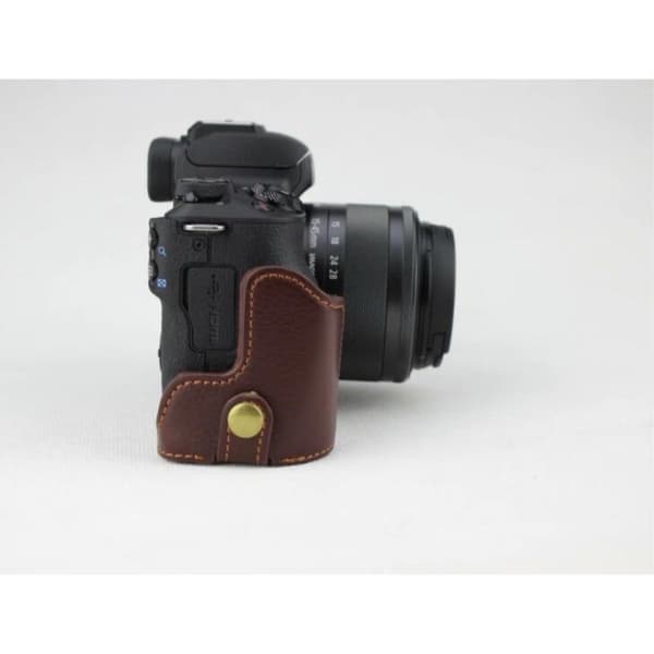 Canon EOS M50 kameraskydd äkta läder - Kaffe Brun