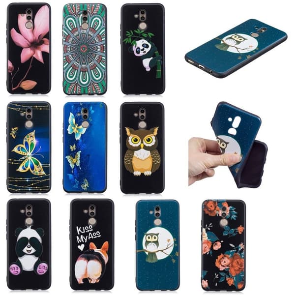 Huawei Mate 20 Lite fodral med präglat mönster - Uggla På Gren multifärg