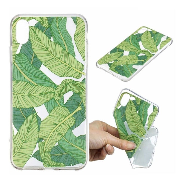 iPhone XR mobilskal silikon tryckmönster - Gröna löv Grön