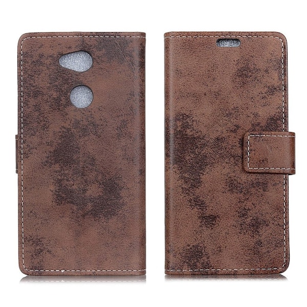 Sony Xperia L2 etui i vintage læder med kortholder - Brun Brown