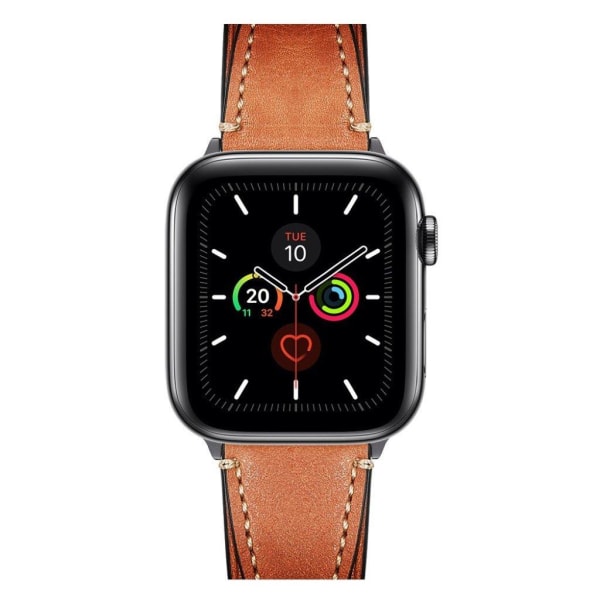 Apple Watch Series 5 / 4 44mm klockarmband i äkta läder - Ljusbrun Brun