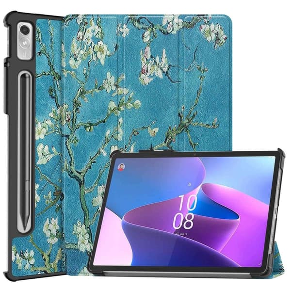 Lenovo Tab P11 Pro (2:a generationen) läderfodral med trefaldigt mönster - Aprikosblomma Grön