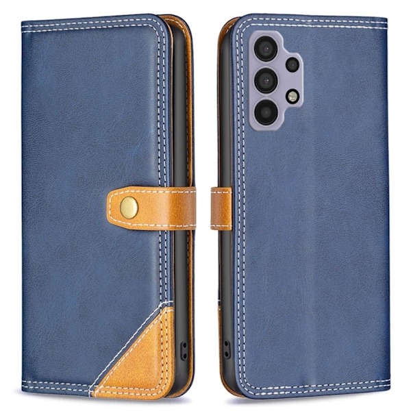BINFEN kaksivärinen nahkakotelo Samsung Galaxy M32 5G / Samsung Galaxy A32 5G - Sininen Blue