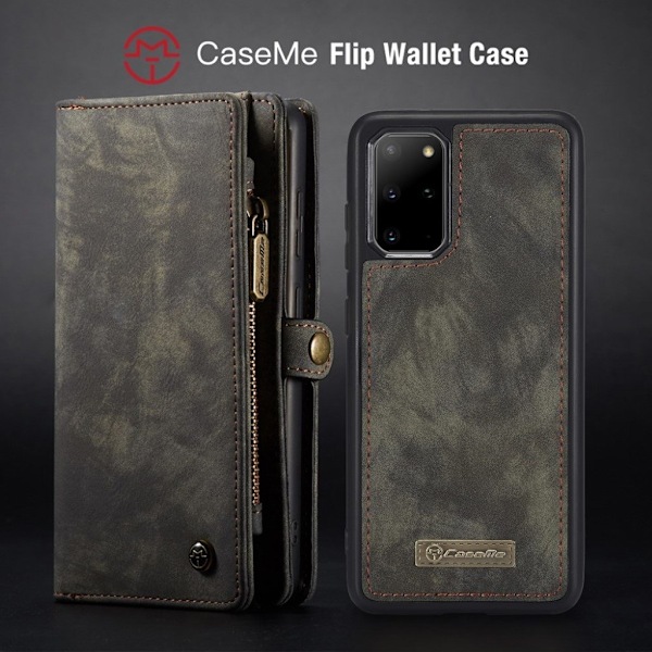 CaseMe Samsung Galaxy S20 Plus fodral med blixtlås - Silver/Grå Silvergrå