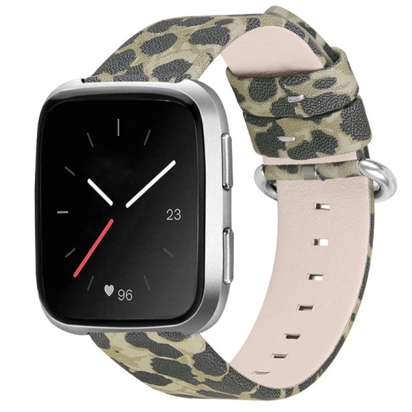 Fitbit Versa 2 / Versa Lite leopardi kuvioitu aito nahkainen ranneke - Armeijan Vihreä Multicolor