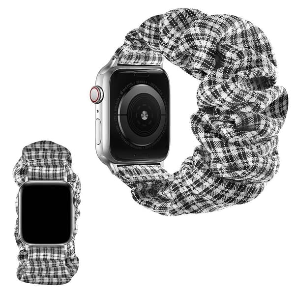Apple Watch 42mm - 44mm elastisk urrem i hårbåndsstil - Kaffe Ternet / Størrelse: S Silver grey