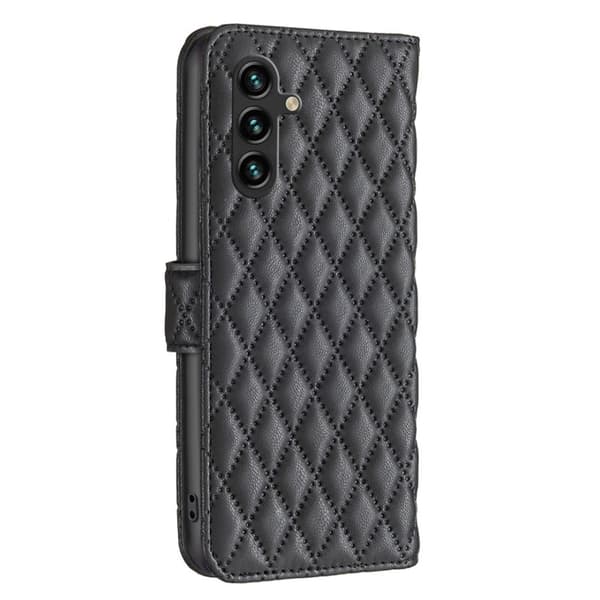 Rombuskuvioinen matta läppäkotelo Samsung Galaxy A14 - Musta Black