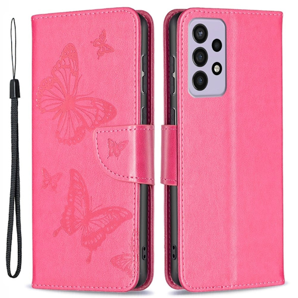 Butterfly Samsung Galaxy A73 Flippetui - Rose Pink