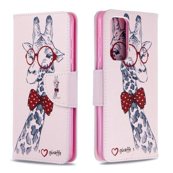 Wonderland Huawei P40 flip etui - Giraf Pink