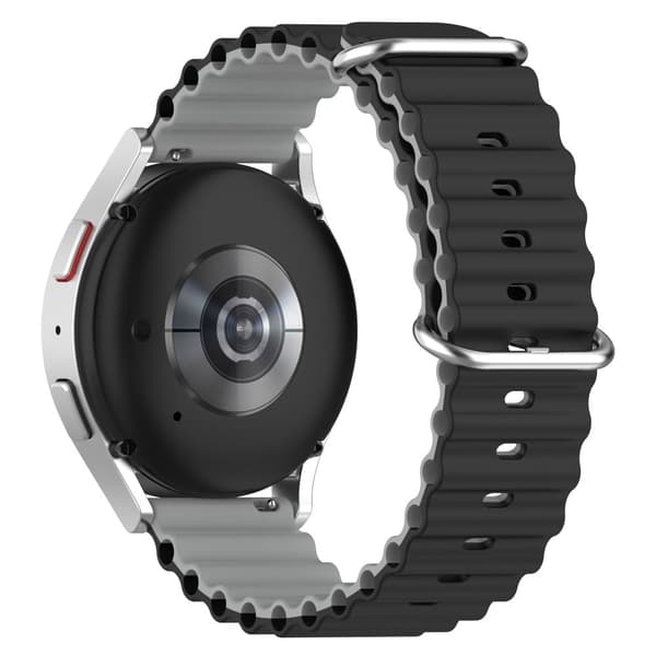 20 mm universel tofarvet silikone-urrem - Sort / Grå Black