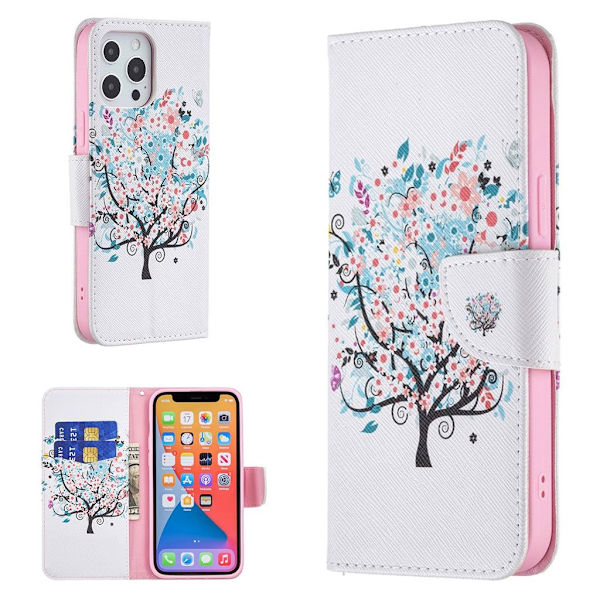 Wonderland iPhone 13 Pro Max flip-etui - Blomstertre Multicolor