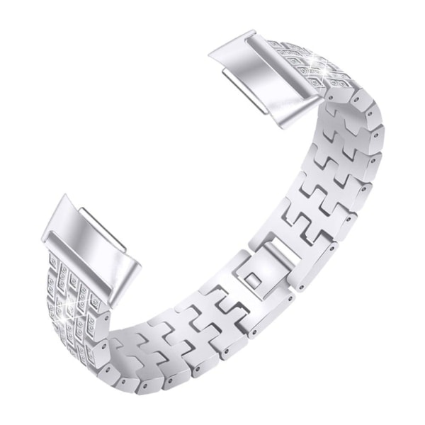 Fitbit Charge 5 shiny rhinestone watch strap - Silver Silver grey