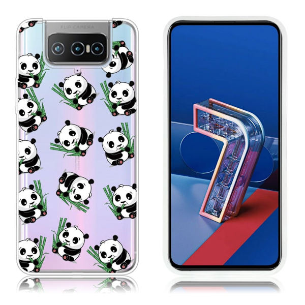 Deco Asus Zenfone 7 Pro Etui - Panda Eating Bambus White