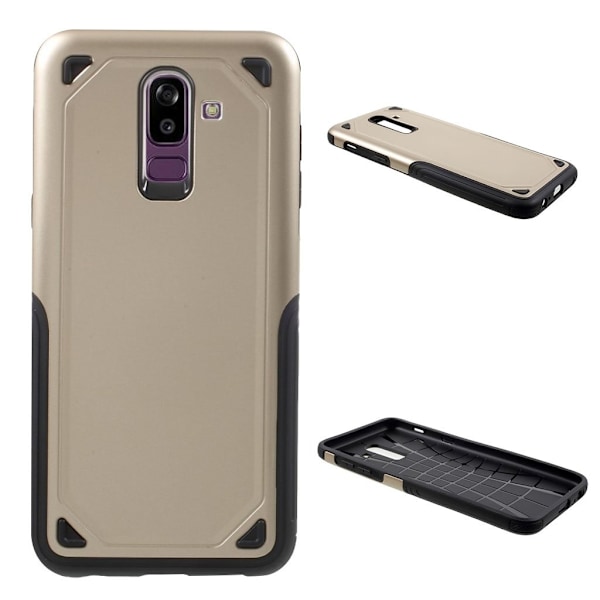 Samsung Galaxy J8 (2018) beskyttelsesetui i kombimaterialer med nupret ameringaoverfalde - Guld Gold
