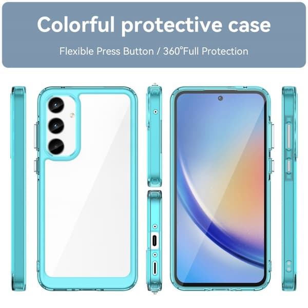 Samsung Galaxy A35 älykäs akryylikansi - Läpinäkyvä Sininen Blue