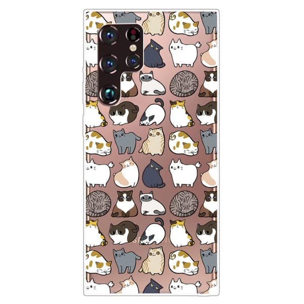 Deco Samsung Galaxy S22 Ultra Etui - Søte Katter Multicolor