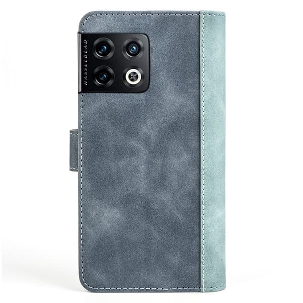 Kaksivärinen nahkainen läppäkotelo OnePlus 10 Pro - Sininen Blue